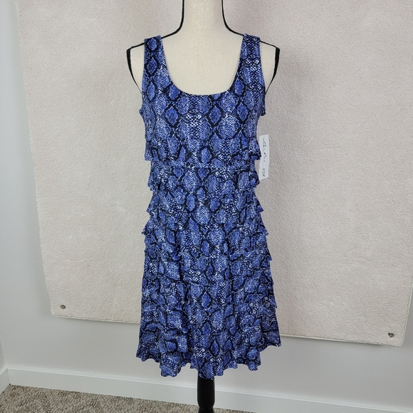 Lulu-B Navy/Black Snake Print UPF 50+ Sleeveless Cha Cha Travel Dress Sz S NEW - Picture 1 of 12